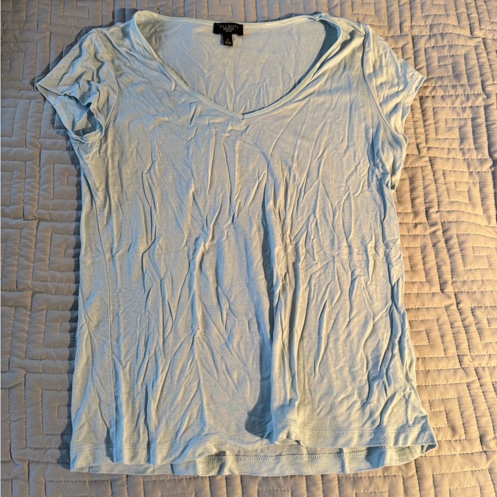 Talbots Soft Blue Short Sleeve V-Neck Tee